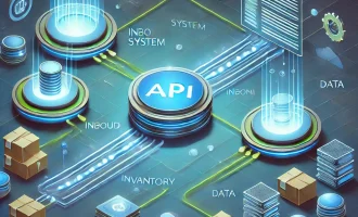 DALL·E 2024-11-07 15.24.11 - An illustration of two software components communicating through an API interface. One component represents an application system with inbound data, w